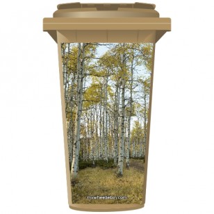 Birch Trees in A Forest Wheelie Bin Sticker Panel